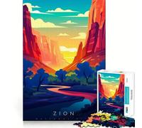 Zion National Park Adult Jigsaw1000 Pieces Cognitive Train Game Tight Interlock No Gaps Calming Mental Break Activity (38x26cm)