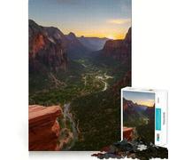 Zion National Park at Sunset Adults 1000 Piece Jigsaw Puzzle Recall Fun Play Premium Laser Cut Quality Quiet Time Mind Exercise at Home (38x26cm)