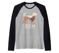 Zion National Park Dog Silhouette Utah Outdoor Hiking Trip Raglan Baseball Tee