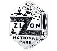 Zion National Park Hexagon Charms for Pandora Women Travel Bracelet, 925 Sterling Silver Nature-Inspired Unique Utah Souvenir Beads, Gift for Christmas/Mothers Day/Traveler