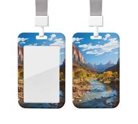 Zion National Park Id Badge Holder with Lanyard Waterproof Key Card Holder Case Id Card Protector with Clear Id Window Name Tags for Women Men Work Office Doctor Nurse