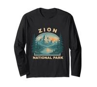 Zion National Park Mountain Reflections Lake Shore Long Sleeve T-Shirt