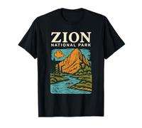 Zion National Park Mountain River Landscape Vintage Outdoor T-Shirt