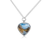 Zion National Park Pet Urn Necklace for Dog Cat Ashes Heart Pets Cremation Keepsake Waterproof Pendant Memorial Jewelry Pendants Gifts for Women Men