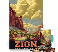 Zion National Park Poster 1000 Piece Jigsaws for Adults Brain Sharp Game Smooth Burr Free Surface Fascinating Hobby for Idle Moments (38x26cm)