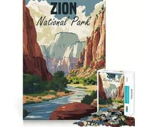 Zion National Park Poster Jigsaw Puzzles1000 Pieces Cognitive Train Fun Flawless Interlocking Pieces Birthday Gift Brain Teaser Toy (38x26cm)