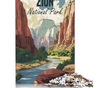 Zion National Park Poster Puzzle for Adults And Teenagers 1000 Pieces Puzzle Adult Jigsaw Puzzle For Adults Teenagers Teenager Man Woman Gift 38x26cm/1000pcs