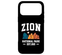 Zion National Park Retro Athletic Style Geometric Mountains Case for iPhone 17 Pro Max