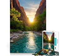 Zion National Park River at Sunset 1000 Piece Jigsaw Brain Skill Game High Precision Die Cut Fascinating Hobby for Idle Moments (38x52cm)