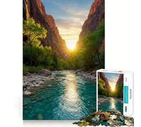 Zion National Park River at Sunset Adults 1000 Piece Jigsaw Puzzle Focus Memory Game Zero Gap Compact Fun for Family Game Time (50x75cm)
