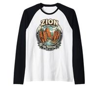 Zion National Park The Narrows Utah Retro Adventure Badge Raglan Baseball Tee