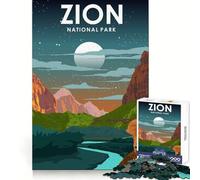 Zion National Park Travel 1000 Pieces Jigsaws Adults Puzzles Gifts Thought Training Peaceful Fun Uniform Cut Art Xmas Gift (38x52cm)