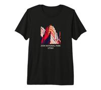 Zion National Park Utah Art-Deco Mountain Graphic Premium T-Shirt