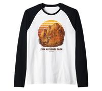 Zion National Park Utah Retro Camping Hiking Souvenir Raglan Baseball Tee