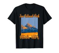 Zion National Park Utah USA Mountains American Flag T-Shirt