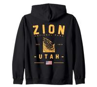 Zion National Park Utah USA Mountains American Flag Zip Hoodie