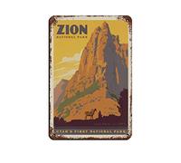 Zion Park Sacred Cliffs Vintage Travel Poster Tin Sign Vintage Metal Pub Club Cafe Bar Home Wall Art Decoration Poster Retro 30x30CM