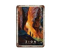 Zion Park Virgin River Narrows Vintage Travel Poster Retro Poster Metal Tin Sign Retro Iron Painting for Bar Man Cave Cafe Family Garage Poster Wall Decoration 30x40CM