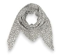 Ziona Women's Triangle Muslin Scarf - 100% Cotton Leopard Print - 195 x 72 cm, White-grey, XL