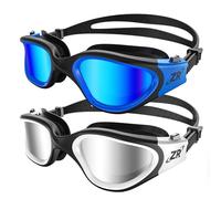 ZIONOR Swimming Goggles, 2 Packs G1 Polarized Swim Goggles UV Protection Watertight Anti-fog Adjustable Strap for Adult Men and Women (BlackBlue+BlackWhite)