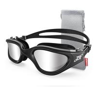 ZIONOR Swimming Goggles, G1 Wide View Polarized Swim Goggles with UV Protection Watertight Anti-fog Mirrored/Smoke Lens Adjustable Strap Comfort for Adult Men Women Junior - Open Water/Indoor