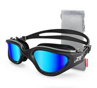 ZIONOR Swimming Goggles, G1 Wide View Polarized Swim Goggles with UV Protection Watertight Anti-fog Mirrored/Smoke Lens Adjustable Strap Comfort for Adult Men Women Junior - Open Water/Indoor