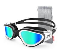 ZIONOR Swimming Goggles, G1 Wide View Polarized Swim Goggles with UV Protection Watertight Anti-fog Mirrored/Smoke Lens Adjustable Strap Comfort for Adult Men Women Junior - Open Water/Indoor