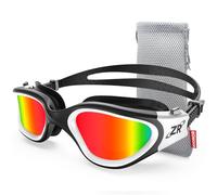 ZIONOR Swimming Goggles, G1 Wide View Polarized Swim Goggles with UV Protection Watertight Anti-fog Mirrored/Smoke Lens Adjustable Strap Comfort for Adult Men Women Junior - Open Water/Indoor