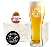 ZIOSINM Father's Day Gift for Dad, Gift Father's Day Beer Glasses, Wheat Beer Glasses 0.5 L Best Dad in the World Wheat Glass with Engraving, Gifts for Men