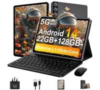 ZIOVO 2025 Newest Tablet Android 14 Tablet 10 Inch, 22GB RAM+128GB ROM(TF 1TB), 5G WiFi,Octa-Core,2.0GHz/8000mAh/ Support Widevine L1/8+5MP/BT 5.0/Widgets/2 in 1 Tablets with Keyboard & Mouse - Grey