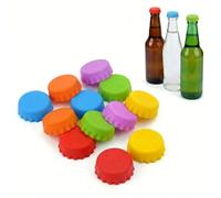 ZIOYANE 12Pcs Colourful Bottle Stopper Set, Flexible Silicone Reusable Airtight Seal Caps for Beer Bottles Milk Jars and Glass Containers