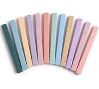 ZIOYANE 12Pcs Highlighters, Pastel Highlighter Pen with Soft Chisel Tip No-Bleed Bible Highlighters & Pens in Square Barrel for Notes and Journaling