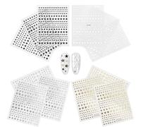 ZIOYANE 12Pcs Nail Art Stickers, Self-Adhesive Star Decals & 3D Glitter Nail Decorations for Teens & Adults