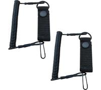 ZIOYANE 2 Pack Elastic Safety Lanyard with Carabiner, Reusable Tactical Bungee Cord Coiled Lanyard Heavy Duty Fishing for Hiking, Climbing, Camping and Outdoor Activities (Black)