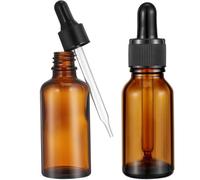 ZIOYANE 2Pcs Amber Glass Essential Oil Bottles with Dropper, 30ml Refillable Pipette Bottles for DIY Perfume, Aromatherapy, Liquid Dyes, Cosmetics & Sample Storage