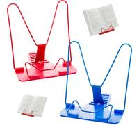 ZIOYANE 2Pcs Reading Bracket, Multi-Purpose Adjustable Colourful Steel Book Stand for Promotes Healthy Posture Reading at School Home (Blue Red)