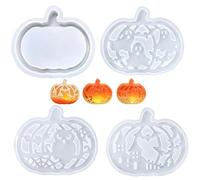 ZIOYANE 4-Piece Halloween Silicone Moulds Set for Spooky Decorations - Pumpkin & Themed Pattern Molds for Plaster, Resin Crafting, Autumn DIY Home Display