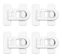 ZIOYANE 4Pcs Child Safety Fridge Lock, No-Drill Adhesive Mounting Door Lock Without Drilling ABS Childproof Latches for Baby Proofing Kitchen and Cabinet Use (White)