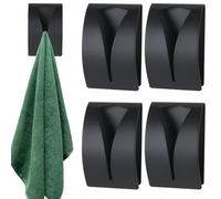 ZIOYANE 4Pcs Self-Adhesive Towel Clamps, No Drill Door Hooks for Towels & Coats, Stainless Steel Over The Door Hanger for Kitchen, Bathroom, Toilet, Window, Strong Adhesive Wall Mounted Hook