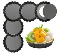 ZIOYANE 6-Pack 4-Inch Black Tart & Quiche Moulds, Non-Stick Removable Bottom Tartlet Pans, Ideal for Baking Mini Pies, Tarts & Quiches in Home & Professional Kitchens