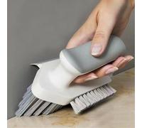 ZIOYCKL 4-in-1 Grout Brush with Squeegee, Durable Polypropylene Bristles, Heavy-Duty Scrub Brushes for Cleaning Tile, Grout, Kitchen, Bathroom, Sink, Floor, Shower, Bathtub, Gray