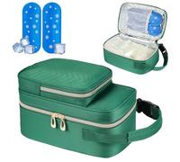 ZIOZERTT Breastmilk Cooler Travel Bag with Ice Pack,Portable Breastmilk Cooler Bag with Buckle Handle,Insulated Breastmilk Storage Bag Cooler,Green