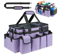 ZIOZERTT Cleaning Caddy Bag,Extra Large Cleaning Supplies Organizer with Handle for Housekeepers,Purple