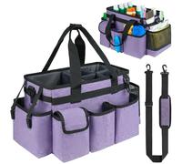 ZIOZERTT Cleaning Caddy,Cleaning Bag for Housekeepers,Cleaning Supplies Organizer with Handle,Purple