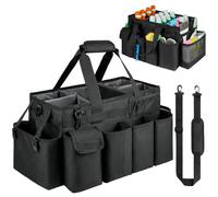 ZIOZERTT XXL Cleaning Caddy Bag,Extra Large Cleaning Supplies Organizer with Handle for Housekeepers,Black
