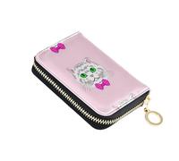 Zip Around Womens Wallets Card Holder Wallets RFID Blocking Leather Coin Purse Wallet with Zipper Kitten Cute Cats Pink