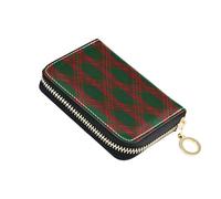 Zip Around Womens Wallets Card Holder Wallets RFID Blocking Leather Zipper Card and Cash Holder Dark Green Maroon Red Plaid