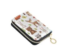 Zip Around Women's Wallets RFID Blocking Credit Card Wallets Cute Leather Zipper Wallet with Coin Pocket Cute Forest Animals Foxes Deers