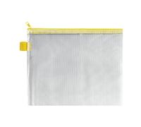 INDX Zip Pouch Reinforced Mesh-weave PVC Clear with Coloured Seal W240xD15xH190mm A5 Yellow Ref ZPYEL