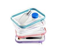 Zip Clear Storage Bags - Pack of 4 Transparent Hard Shell Cosmetic Bags with Double Zip | Portable Waterproof PVC for Toiletries, Make-Up